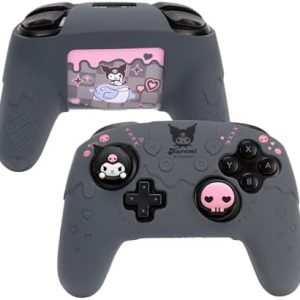 Switch Pro Controller Skin Set,Cute Soft Silicone Protective Cover Skin,Anti-Slip Protective Case for Switch Pro Controller with 2 Thumb Grip Caps and 1 Sticker