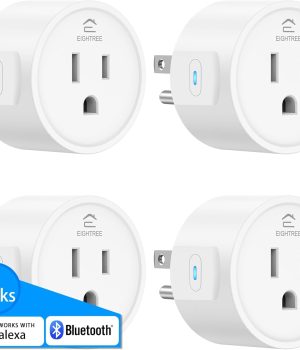 EIGHTREE Smart Plugs Compatible with Alexa Only, Voice Control, Outlet Timer, 10A Smart Outlet, White