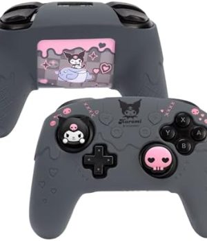 Switch Pro Controller Skin Set,Cute Soft Silicone Protective Cover Skin,Anti-Slip Protective Case for Switch Pro Controller with 2 Thumb Grip Caps and 1 Sticker